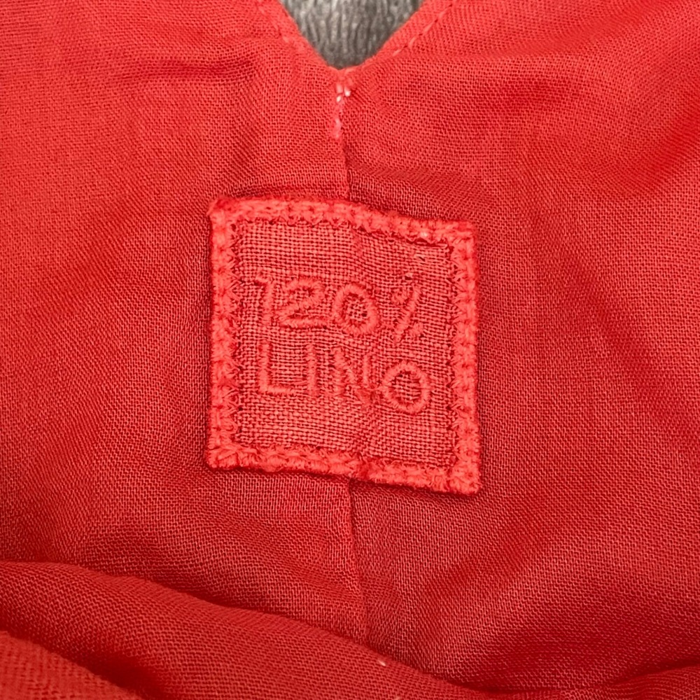 120% Lino Linen Maxi Dress Small Coral Pink Tiered Halter V-Neck Italy - Picture 3 of 9